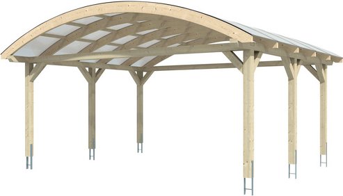 SKANHOLZ Carport »Franken«, BxT: 635 x 541 cm, Firsthöhe: 325 cm, Nussbaum lasiert - braun
