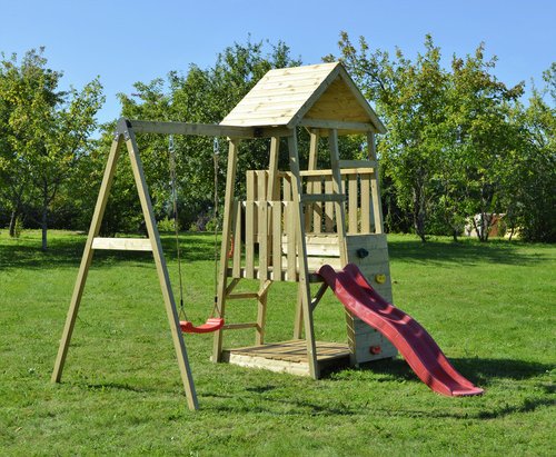 WENDITOYS Kletterspielturm »Panda«, BxHxT: 270 x 270 x 290 cm, natur - braun