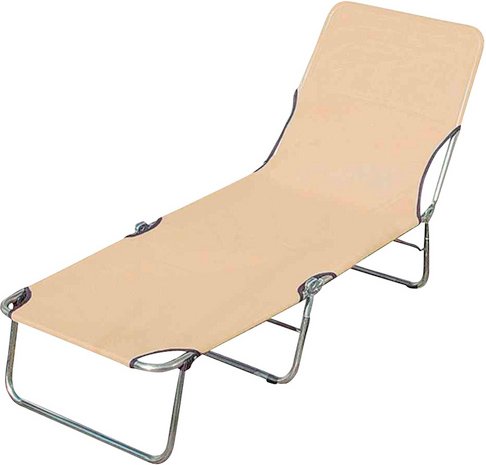 MFG FREIZEITMÖBEL Dreibeinliege, Alu/Textil, verstellbares Kopfteil/Zusammenklappbar - beige