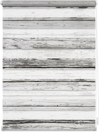 Lichtblick Duo-Rollo, Klemmfix, B x L: 70 x 150 cm, Bretter Vintage, weiß grau - weiss