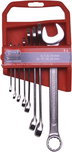 CONNEX Gabel-Ringschlüssel-Satz, 8-teilig, Schlüsselgröße: 6 - 22 mm - silberfarben