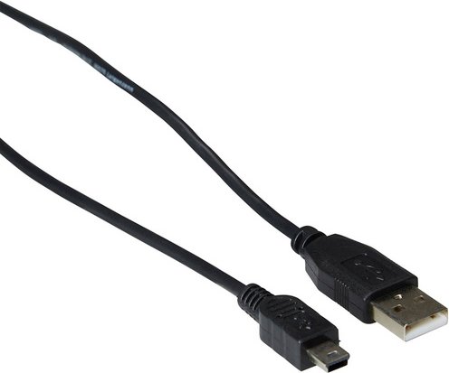 SCHWAIGER USB-Kabel, Mini-B- auf A-Stecker, 1 m, Schwarz
