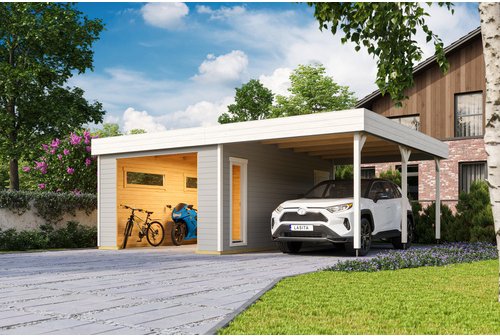 LASITA MAJA Blockgarage »Bahamas«, BxT: 820 x 560 cm (Außenmaß), Holz - grau