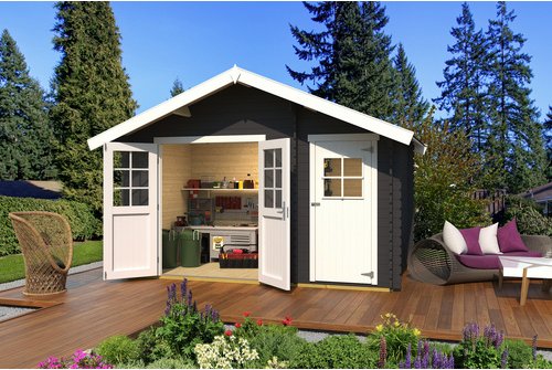 WEKA Gartenhaus »253«, Holz, BxHxT: 420 x 270 x 260 cm (Außenmaße inkl. Dachüberstand) - grau