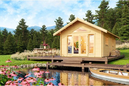 LASITA MAJA Gartenhaus »Caroline«, BxHxT: 489,9 x 330,6 x 675 cm, (Außenmaß inkl. Dachüberstand), naturbelassen - braun