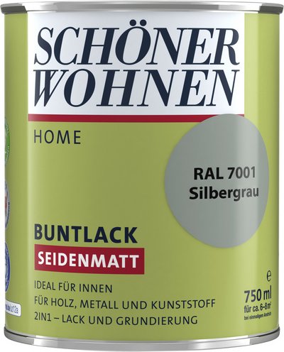 SCHÖNER WOHNEN FARBE Buntlack, silbergrau , seidenmatt