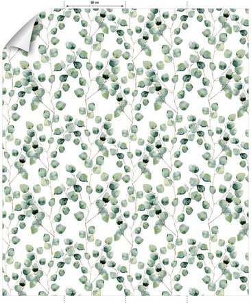 mySPOTTI Vliestapete »Björk«, Blattmuster, weiß/grün, matt - gruen