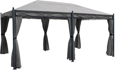 MVG Pergola »MVG-HA014«, 5 x 3 m, 7-cm-Stahl-gestell mit Seitenwand und Moskitonetz - grau
