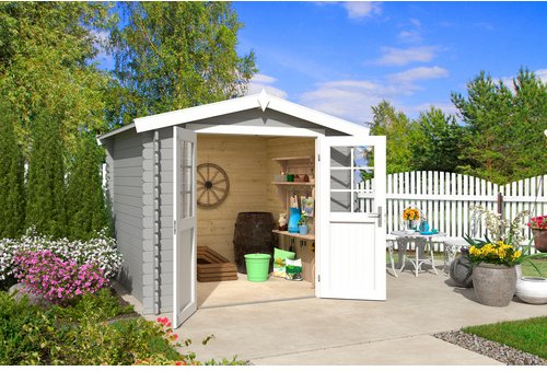 LASITA MAJA Gartenhaus »Ingo«, BxHxT: 262,1 x 222,3 x 250 cm (Außenmaße inkl. Dachüberstand), Holz - grau