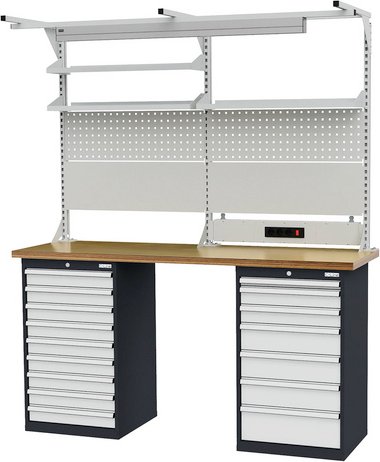 Simplaflex Reihenwerkbank, BxH: 200 x 106 cm, Stahlblech - bunt