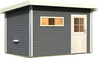 KARIBU Saunahaus »Schwanenburg«, 396x231x227 cm - grau