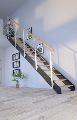 STARWOOD Systemtreppe »Kos«, Metall, 14 Stufen, max. Geschosshöhe 300 cm - braun