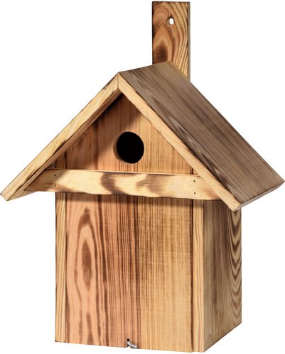 DOBAR Geflammter Nistkasten mit Anflugleiste - braun