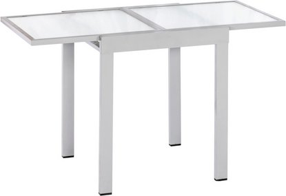 MERXX Ausziehtisch, BxHxT: 65 x 75 x 65 cm, Tischplatte: Sicherheitsglas - silberfarben