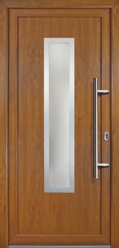 Meeth Kunststoff-Haustür »Signum Exklusiv«, satiniertes Glas, golden oak, nach Innen öffnend, ohne Türgriff - goldfarben