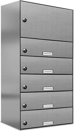 AL BRIEFKASTENSYSTEME Briefkasten, Parteien: 5, BxHxT: 38,5 x 80 x 27,5 cm - silberfarben