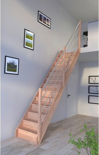 STARWOOD Raumspartreppe »Rhodos«, Buchenholz, 13 Stufen, max. Geschosshöhe 300 cm - braun