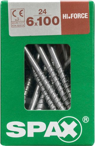 Thumbnail - SPAX Holzbauschraube, 6 mm, Stahl, 24 Stk., HI.FORCE 6X100 L - silberfarben