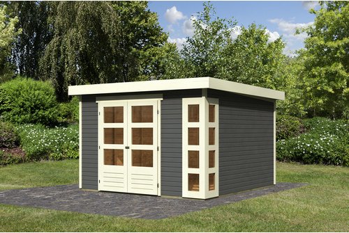 KARIBU Gartenhaus »Kerko 6«, Holz, BxHxT: 302 x 216 x 306 cm (Außenmaße inkl. Dachüberstand) - grau