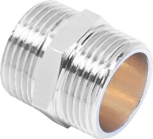 CORNAT Doppelnippel, Messing - silberfarben