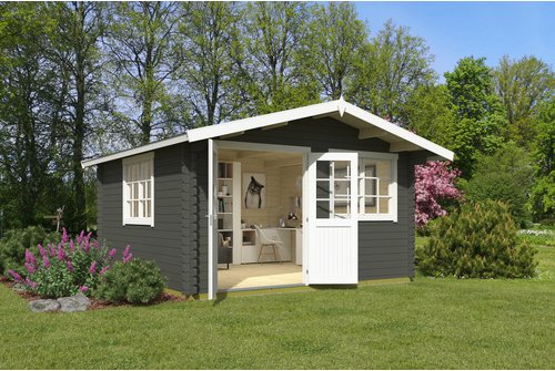 LASITA MAJA Blockbohlenhaus »Norderney«, BxHxT: 444,6 x 256,5 x 480 cm (Außenmaß inkl. Dachüberstand), grün - gruen