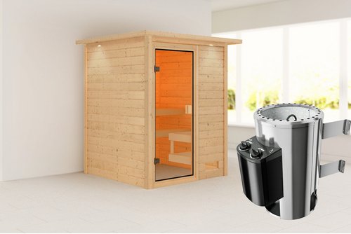 KARIBU Sauna »Turgel«, BxTxH: 173 x 159 x 191 cm, 3,6 kW Ofen, für 4 Personen - braun