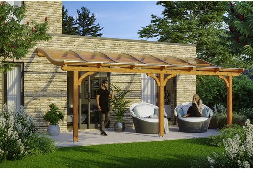 SKANHOLZ Terrassenüberdachung »Venezia«, Breite: 648 cm, Dach: Polycarbonat (PC), eiche hell - braun