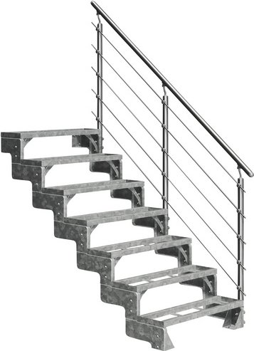 Thumbnail - DOLLE Außentreppe »Gardentop«, 7 Einlegestufen, silber, 126 cm Geschosshöhe - silberfarben