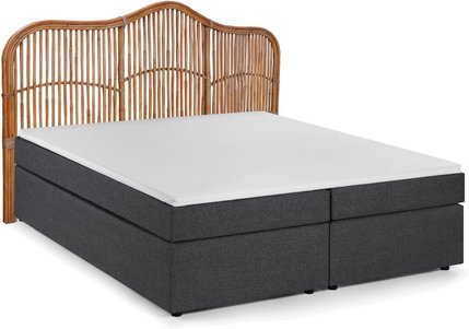 SIT Boxspringbett »This&That«, BxL: 200 x 204 cm, Stoff/Rattan - grau