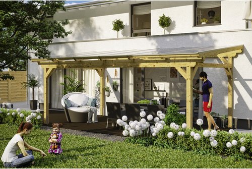 SKANHOLZ Terrassenüberdachung »Sanremo«, Breite: 648 cm, Dach: Polycarbonat (PC), natur - beige