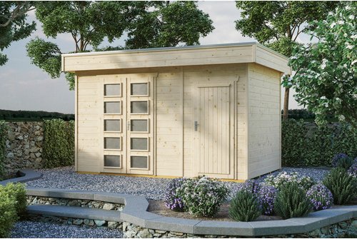 SKANHOLZ Gartenhaus »Venlo«, Holz, BxHxT: 420 x 255 x 250 cm (Außenmaße inkl. Dachüberstand) - beige