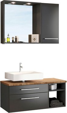 HELD MÖBEL Waschtisch-Set »DAVOS«, 7-teilig - grau