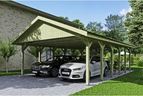 SKANHOLZ Carport »Wallgau«, BxT: 620 x 900 cm, Firsthöhe: 354 cm, imprägniert - gruen