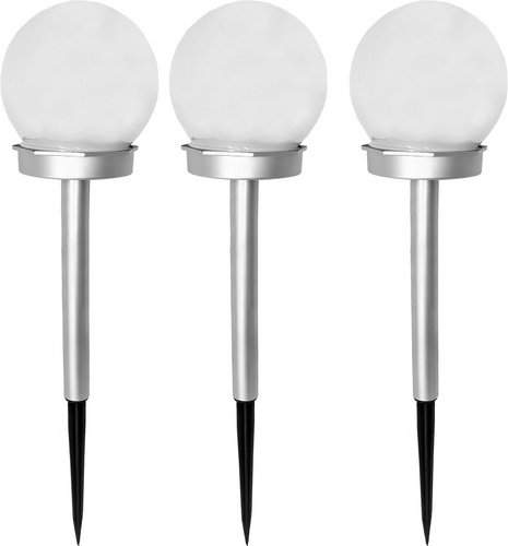 CASAYA LED-Solarkugelleuchte »Marla Mini«, ØxH: 10 x 30 cm, kaltweiß, silber/weiß, 3er-Set - silberfarben