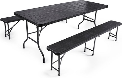 Ondis24 Bierzeltgarnitur, für 4-6 Personen, Kunststoff - grau