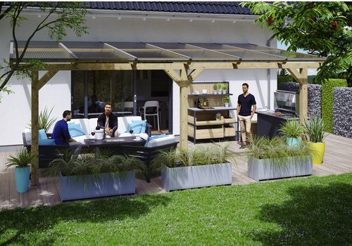 Thumbnail - SKANHOLZ Terrassenüberdachung »Andria«, Breite: 648 cm, Dach: Polycarbonat (PC), natur - beige