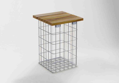 Gabiona Gabionenmöbel, Holz, 1-Sitzer, BxHxT: 32 x 52 x 32 cm - silberfarben