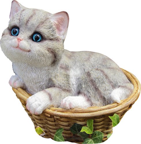 GRANIMEX Teichfigur, Katzenkorb, Polystone, bunt - braun