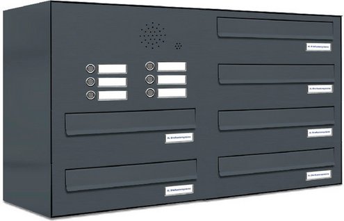 AL BRIEFKASTENSYSTEME Briefkasten, Parteien: 6, Zaundurchwurf, BxHxT: 153,98 x 46,0 x 27,5 cm - grau