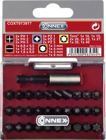 CONNEX Bitsatz, 1/4"-Universal-Magnethalter - silberfarben