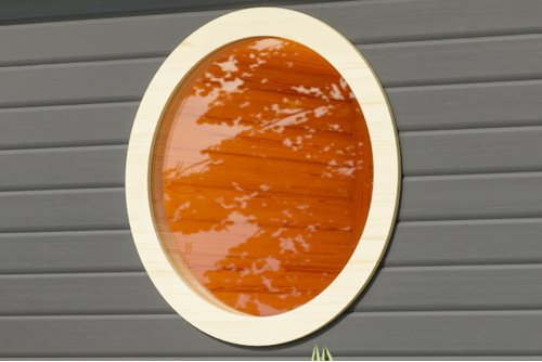 KARIBU Saunafenster, BxHxT: 84 x 84 x 3,8 cm, Rund, Klarglas, elfenbeinweiß, für Wandstärke: 38 mm - weiss