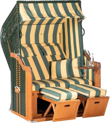 Thumbnail - SUNNY SMART Strandkorb »Rustikal«, BxHxT: 125 x 160 x 90 cm, grün/gelb, gestreift - gruen