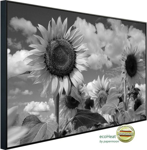 Thumbnail - papermoon Infrarotheizung »EcoHeat - Sonnenblume Schwarz + Weiss«, Matt-Effekt - bunt