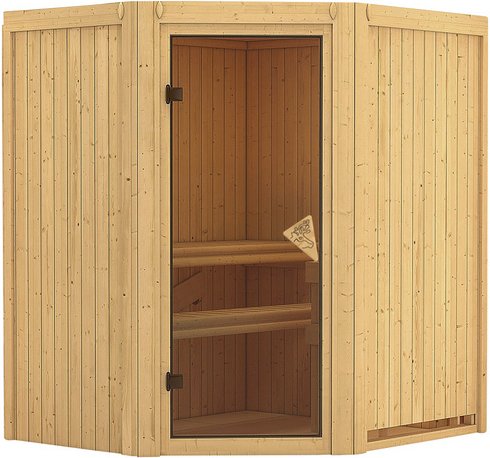 KARIBU Sauna »Narva«, für 3 Personen, ohne Ofen - beige