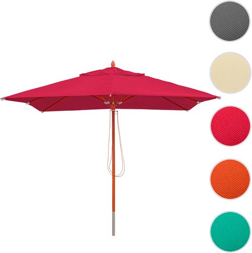 MVG Sonnenschirm »MVG-C57«, Holz 14kg, eckig 3x3m Seilzug stoßsicher - rot