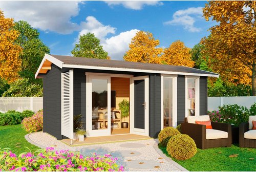 Thumbnail - LASITA MAJA Gartenhaus »Riverside«, Holz, BxHxT: 540 x 250,8 x 357,1 cm (Außenmaße inkl. Dachüberstand) - grau