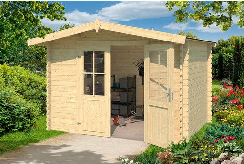 LASITA MAJA Gartenhaus »Baltimore«, BxHxT: 324 x 222,3 x 290 cm (Außenmaße inkl. Dachüberstand), Holz - beige