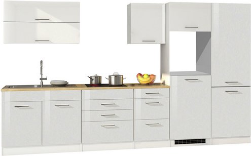 HELD MÖBEL Küchenzeile »Mailand«, ohne E-Geräte, Gesamtbreite: 350cm - weiss