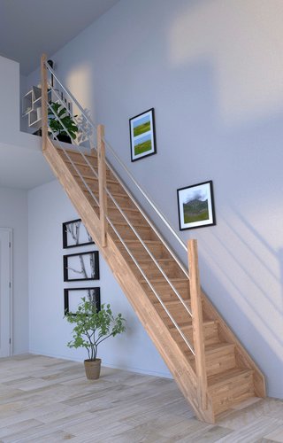 STARWOOD Raumspartreppe »Rhodos«, Eichenholz, 13 Stufen, max. Geschosshöhe 300 cm - braun