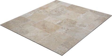 WOHNRAUSCH Wand- und Bodenfliese »Tosca Ecomix«, 0,74 m², Römischer Verband, Travertin, beige/braun, matt, getrommelt